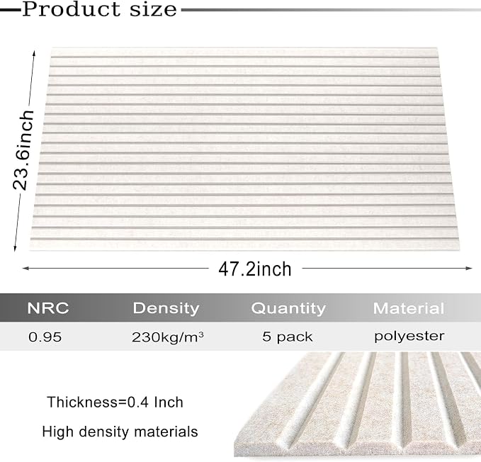Large Acoustic Panels, 48"X24"X0.4" Sound Proof Foam Panels for Walls, Sound Dampening Panels, Soundproof Wall Panels for Home Studio&Office Decor. (Light Camel, 10) - Image 2