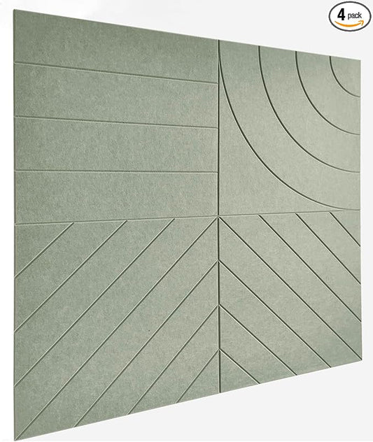 21.65" Large Square Acoustic Panels 4-Pack - Sound Absorbing Wall Panels, Noise Reducing Soundproof Decorative Felt Tiles for Home Office, Studio, Living Room - Sage by DesignerManufacturerofInnovativeBulletinBoardSolutionsforHomeOffice