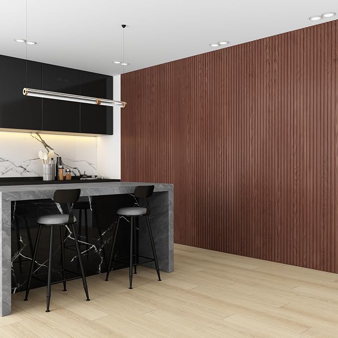 Slat Wall Panel 8-Pack, 118’’x6.3’’, Walnut | WPC Wall Panel for Interior Wall Decor, TV Background, Kitchen, Bedroom - Image 4
