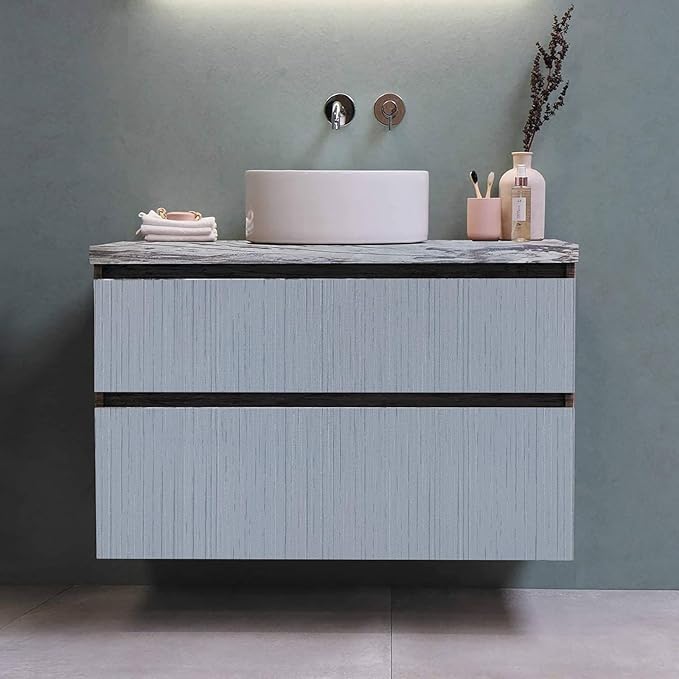 Light Blue Grasscloth Peel and Stick Wallpaper Vintage Texture Removable Waterproof Wallpaper for Room Walls, Cabinets, Furniture, Drawers, Desk A Set of 23.6"x480" - Image 5