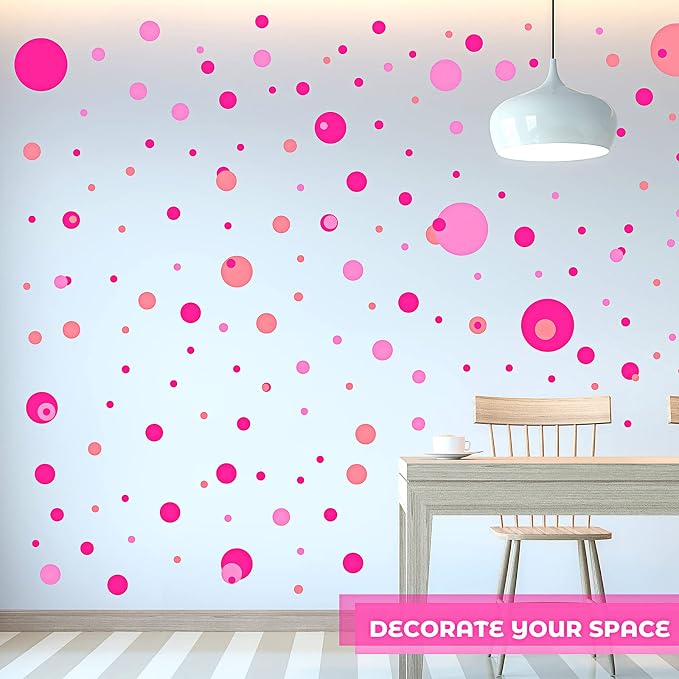 Zonon 264 Pcs Pink Polka Dot Wall Decals, Circle Vinyl Peel and Stick | Removable Stickers for Nursery Bedroom Playroom Classroom, Colorful Circle Design, Easy Apply and Reposition, Safe Vinyl - Image 5