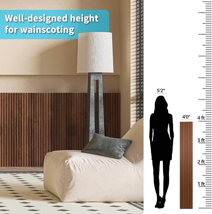 Art3d 48 x 6 Inch WPC Wood Slat Wall Panels, 3D Wall Accents, 16-Pack, Teak | Real Wood Grain, Durable, Water Resistant, Wear-Resistant, No Emission, Eco-Friendly, Easy to Care, for Living Room, Bedroom - Image 6