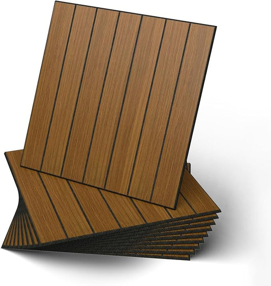 WADILE Peel and Stick Wood Slat Wall Panels 12x12in PVC 30 Pack | Decorative wall panels, self adhesive, living room, bedroom, accent wall, not real wood by WADILE