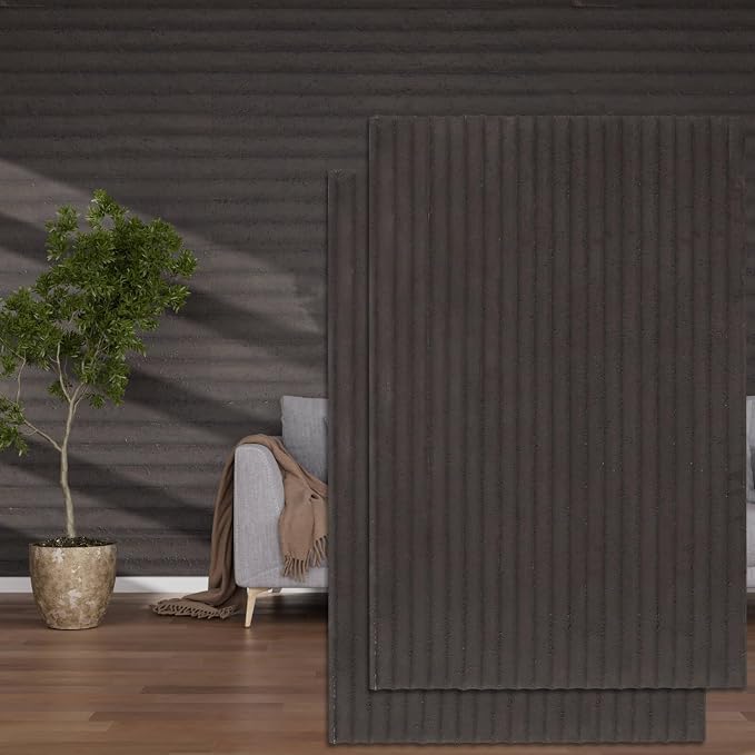 3D Wall Panels - 4PCS 47.2"x23.6" Faux Stone Wall Covering - MCM Modified Clay Material for Home Art, Accent Brick, Modern Exterior/Interior Decoration, Covering 31 sq.ft Texture Black by NAMAII