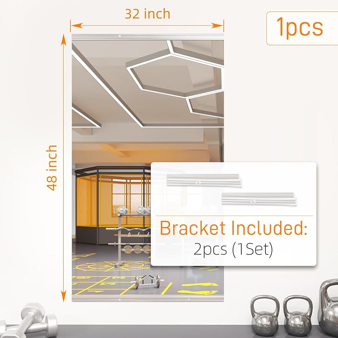 pertetey 48 x 32 in Home Gym Mirror, Frameless, 1-Pack - Image 6