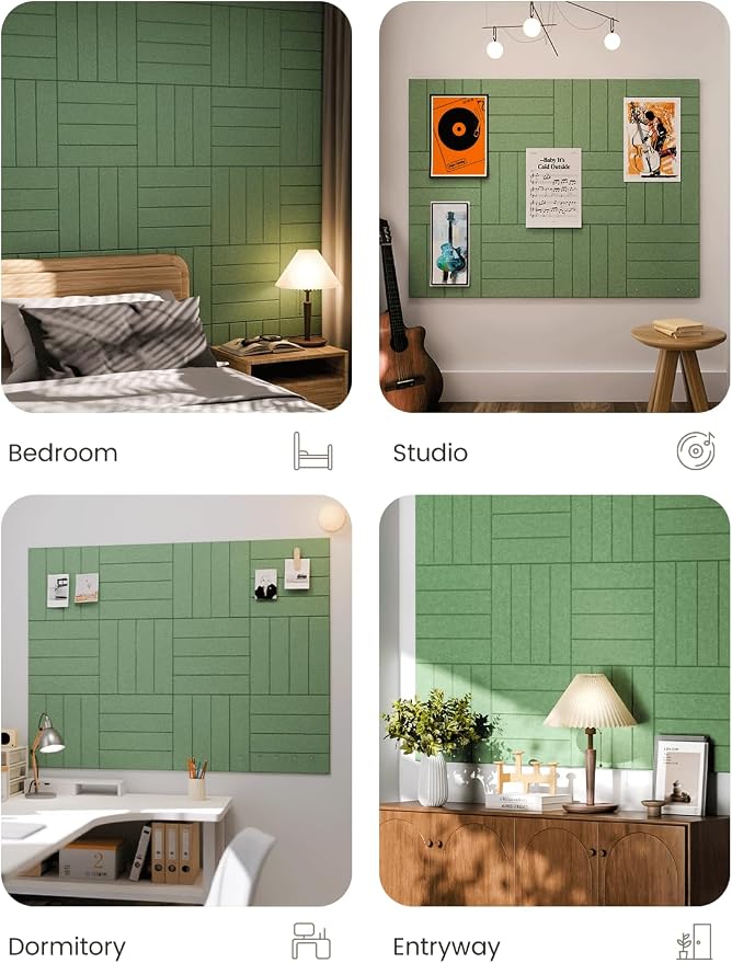Fluxynara 48" x 36" Large Felt Bulletin Board, Moss Green | 12 Pack Cork Board Alternative with 60 Safe Adhesive Tabs, Felt Pin Boards for Wall Decor, Home, Office, Classroom, Dorm - Image 7