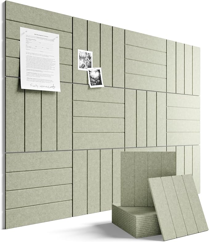 Fluxynara 48" x 36" Large Felt Bulletin Board, Sage | 12 Pack Cork Board Alternative with 60 Safe Adhesive Tabs, Pin Boards for Wall Decor, Home, Office, Classroom,Dorm by FLUXYNARA