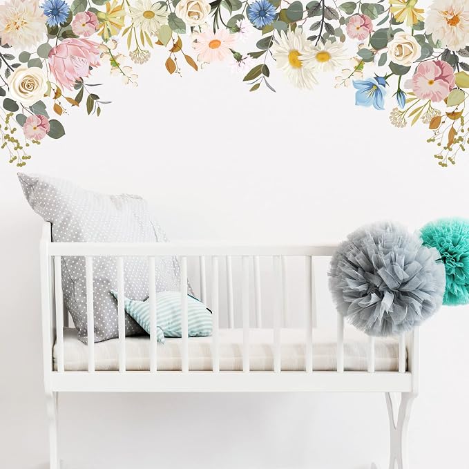 Zonon 6 Pcs Flower Wall Decals Peel and Stick Sticker, Vintage | Vinyl Removable Wall Stickers & Murals, Rose and Daisy Wall Decals, Wildflower Decor for Bedroom, Living Room, Nursery - Image 4