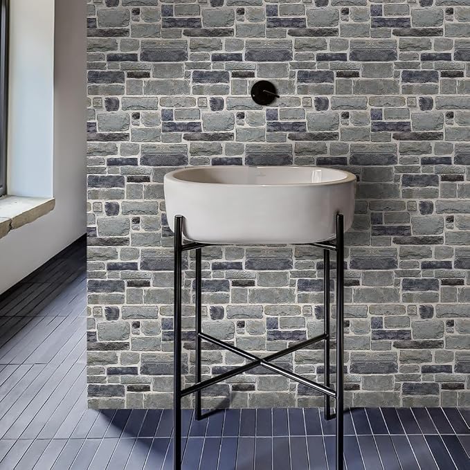 COMSTICKC 3D Peel and Stick Faux Stone Wall Panels for Quick DIY Wall Decor | Gray, 10 Pcs 11.8"x11.8", Not Real Stone, Lightweight Thin PVC Sticker Designed for Interior Wall Makeover, Cover 9.7 sq ft - Image 7
