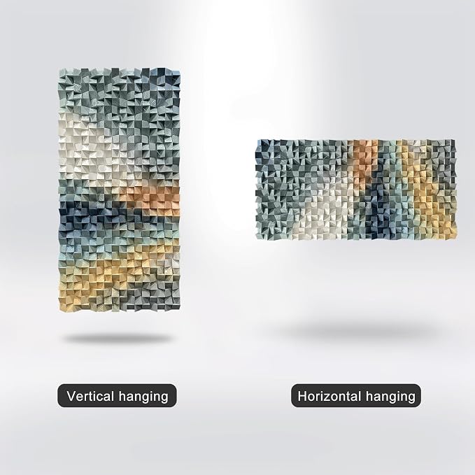 LIUZEYUE Extra Large Carved Wood Wall Art, Mosaic Texture, Wood Texture | geometric pine wall decor; stone gray and ochre, visual rhythm; office atrium tall-wall centerpiece; 39.4 x 78.7 in - Image 5