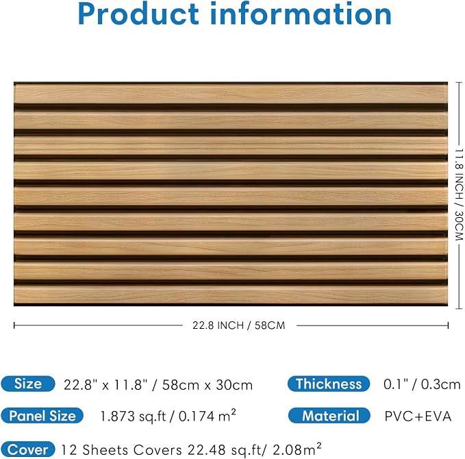 COMSTICKC 3D Peel and Stick Shiplap Wood Wall Sticker, 12 Pcs 22.8" x 11.8" | Not Real Wood, Lightweight Thin PVC Decorative Wall Panels Wallpaper for DIY Interior Wall Decor, Cover 22.48 sq ft - Image 5
