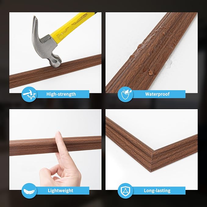 Art3d Pre-Cut Wall Molding Set of 6 pcs, 3 Top 3 Bottom, Walnut | Ready-to-Assemble Wainscoting Panel, High-Impact, Precision Pre-Cut, DIY-Friendly, Ideal for Indoor Wall Decor, Accent Walls - Image 5