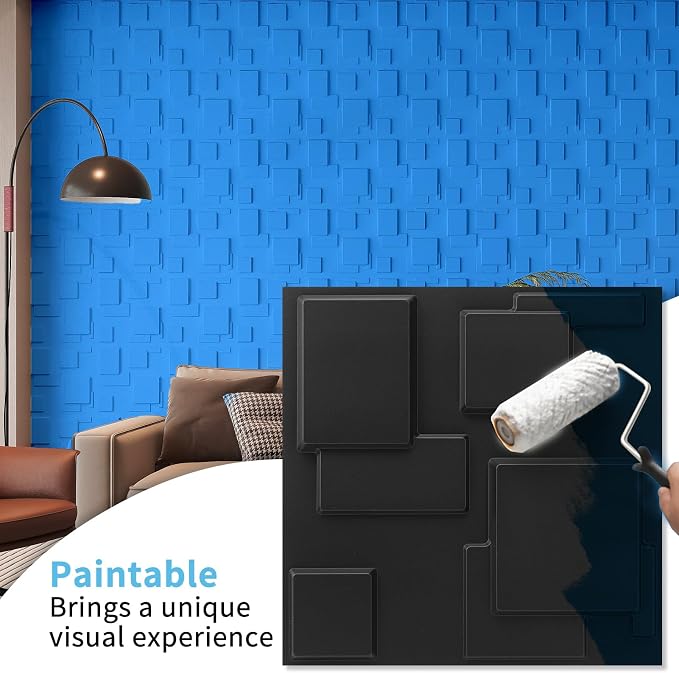 Art3d 20 Pack Decorative 3D Wall Panels, 19 Sq.Feet PVC Interior Wall Décor, 11.8"x11.8", Black - Image 3