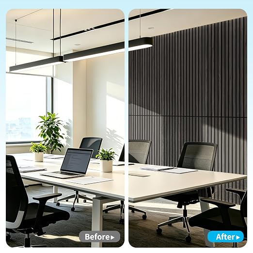Art3d 47 x 23.6 in Acoustic Wood Slat Design Wall Panels, 4-Pack, Grey Oak | Lightweight, Noise Reduction, Crack Resistant, Sustainable, Easy Installation, for Office, Living Room, Bedroom Wall Decor - Image 9