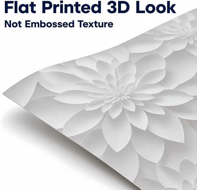Peel and Stick Wallpaper White Gray Lotus Floral Small | 17.7 in x 6.6 ft Self Adhesive Floral Contact Paper for Smooth Dry Surfaces Removable and Renter Friendly - Image 3