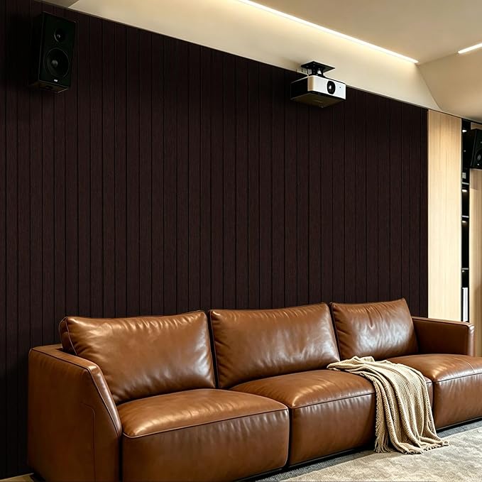 3D Peel and Stick Wall Panels PVC Grille Slat 197"x15.8" Self-Adhesive Wall Sticker Soundproof Paneling for Walls and Ceiling in Faux Brown Wood Grain Texture - Image 8