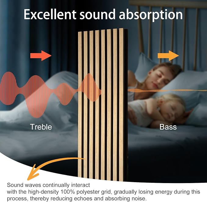 Wood Panels for Wall Acoustic Slat Wall Panels 4-Piece 47.2"×23.6" 3D Fluted Sound Absorbing Panel for Interior Wall Decor and Ceiling - Oak - Image 5