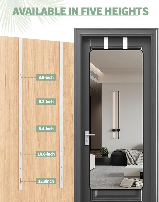 4 PCS Over The Door Mirror Hanger, Adjustable Door Mirror Hanger, Five-Hole Over The Doors-Mirrors Hook, Mirrors Doors Hangers with 2 Iron Filings and Screws (White) - Image 5