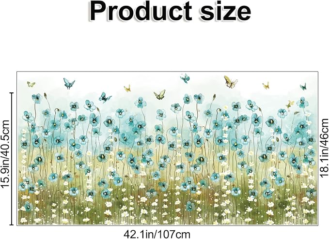 LiveGallery Blue Flowers Wall Decals White Daisy Wall Stickers DIY Peel and Stick Butterfly Plants Wall Sticker for Baby Kids Girls Bedroom Nursery Living Room Office Corners Skirting Lines - Image 2