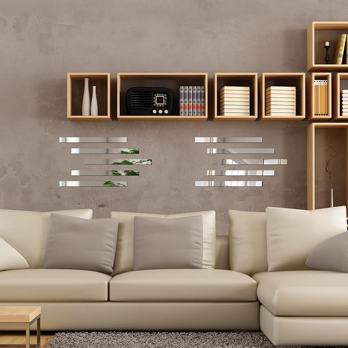 20-Piece Peel-and-Stick Acrylic Mirror Wall Trim (Silver) - Image 6