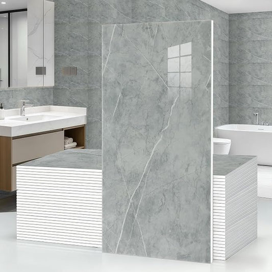 50Pcs Grey Marble Wall Panels 23.6"X11.8" PVC Waterproof Tiles Peel and Stick Wall Panels Self Adhesive Backsplash Tiles for Kitchen Living Rooms TV Walls Bathroom Rv Camper Van (Not Real Tile) by GRITHOME