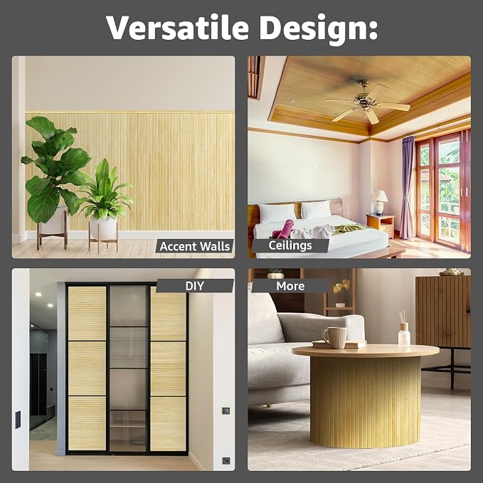 Art3d 48 x 96 in Pole Wrap Natural Bamboo Wall Panel, 1-Pack, Raw | Renewable Raw Board, Waterproof, No Emission, Wear-Resistant, Freely Cuttable, Stylish Wall Decor for Bedroom and Office - Image 3