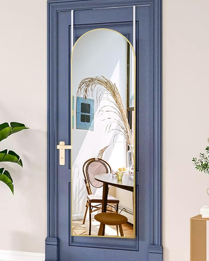 Full Length Mirror - 14'' x 48'' Arched Hanging/Leaning Mirror, Home Decor, Gold by AyeWish