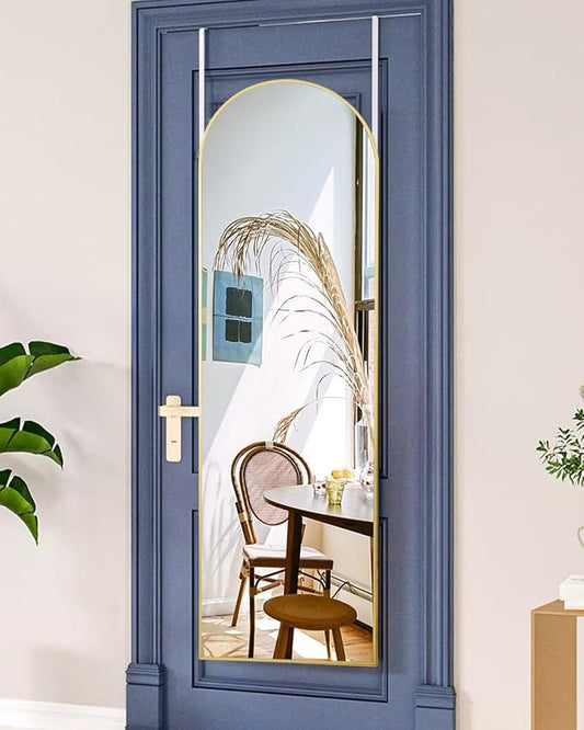 Full Length Mirror - 14'' x 48'' Arched Hanging/Leaning Mirror, Home Decor, Gold by AyeWish