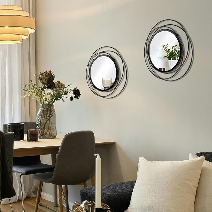 2 Set Circle Mirrors for Wall Decor Living Room Bedroom Entryway - Image 5