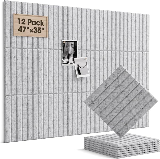 Acoustic Panels 12 Pack Square Soundproof Wall Panels with 60 Adhesive Tapes, High Density Acoustic Foam Panels Sound Proof Foam for Home Office, Recording Studio, Ceiling, 12" X 12" X 0.4" by Soundsbay