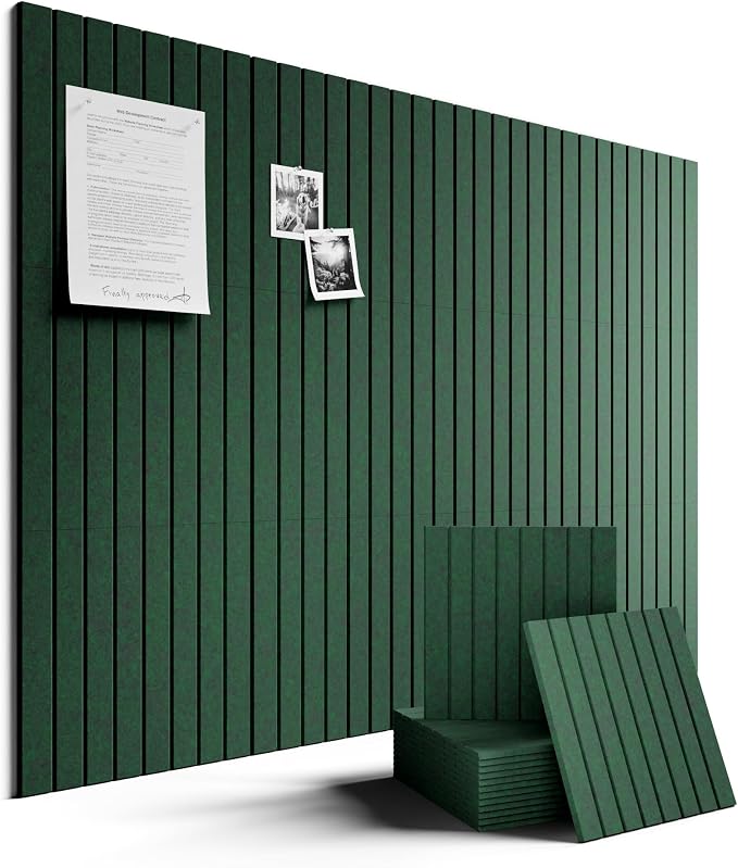 Fluxynara 48" x 36" Large Felt Bulletin Board, Pine Green | 12 Pack Cork Board Alternative with 60 Safe Adhesive Tabs, Pin Boards for Wall Decor, Home, Office, Classroom,Dorm by FLUXYNARA