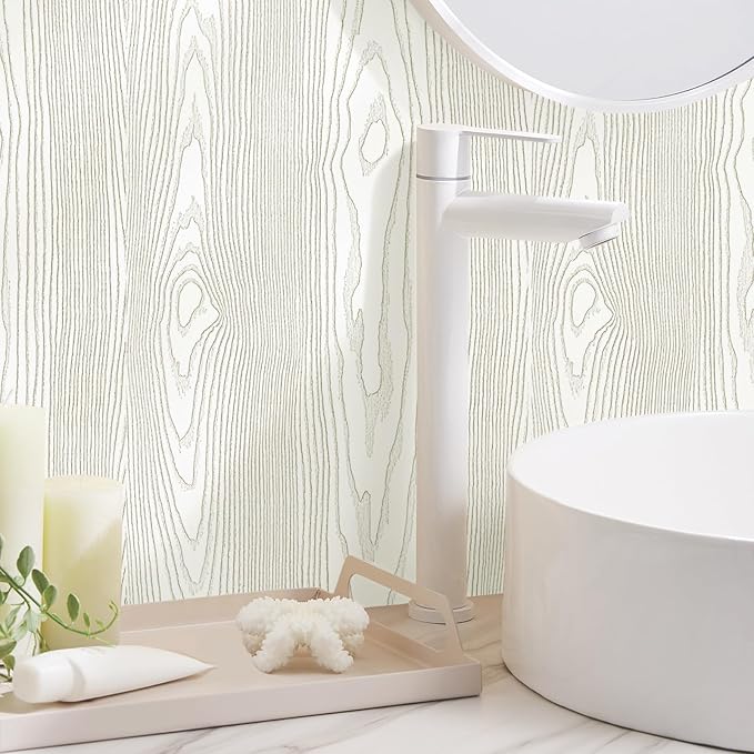 Yun-aeon Light White and Silver Wood Contact Paper 17.3"x200" Rustic Wooden Peel and Stick Wallpaper Removable Self-Adhesive Wallpaper Wood Grain Contact Paper for Countertops Cabinets - Image 6