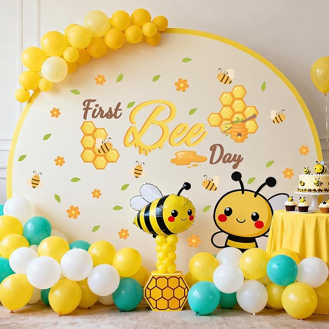 LHIUEM First Bee Day Birthday Party Decals for Baby Shower Balloon Arch Backdrop Baby Boy or Girl One Bee Stickers Yellow 1st Bees Day Sweet Happy Birthday Decoration for Centerpieces Party Supplies - Image 3