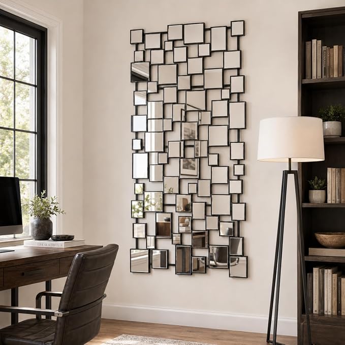 Large Modern Wall Mirror - 27.55"x55.1" Black Wall Mirrors Metal Framed Decorative Mirror for Entryway Bedroom Living Room Home Decor - Image 4