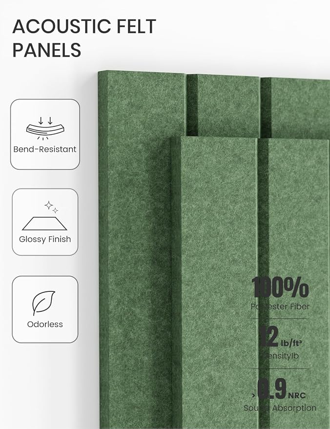 Fluxynara 36" x 24" Large Felt Bulletin Board, Moss Green | 6 Pack Cork Board Alternative with 30 Safe Adhesive Tabs, Felt Pin Boards for Wall Decor, Home, Office, Classroom, Dorm - Image 5