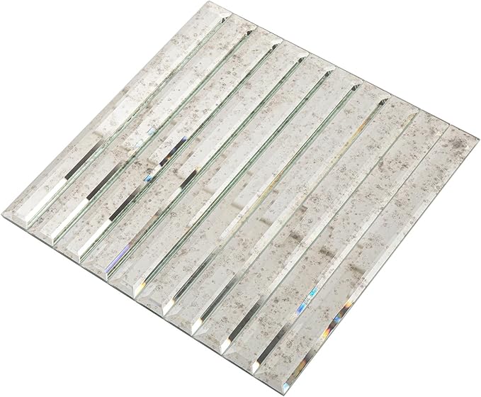 Lovdeco Peel and Stick Antique Mirror Strip Tile, 1.2 x 12 Inch Strip Mirror Tiles for Kitchen Backsplash and Bathroom Wall (5 Pieces, 5 SQ.FT.) - Image 5