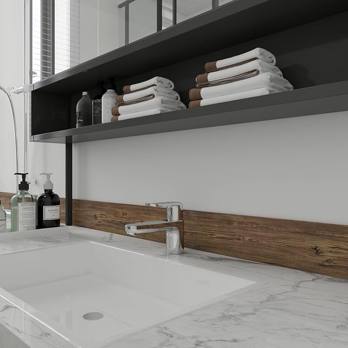 Decotalk Wallpaper Border Peel and Stick 3"x590" Wood Contact Paper Border Wood Grain Wall Border for Bathroom Waterproof Removable Wallpaper Border Brown Wood Contact Paper Sticker for Walls - Image 5