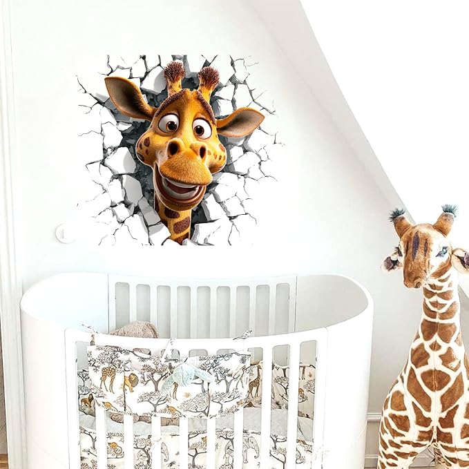 Giraffe Wall Decals Stickers, Funny Cartoon Animal Wall Art Peel and Stick, Removable Vinyl Wall Decor for Bedroom, Living Room, Office, Home Decoration - Image 3