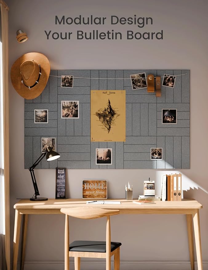 Fluxynara 48" x 36" Large Felt Bulletin Board, Blue Gray | 12 Pack Cork Board Alternative with 60 Safe Adhesive Tabs, Pin Boards for Wall Decor, Home, Office, Classroom,Dorm - Image 6