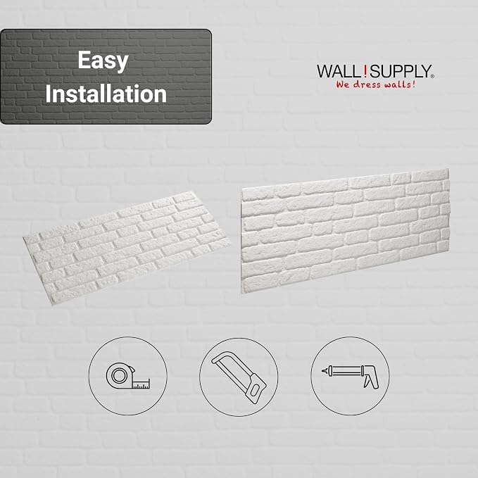 Wall!Supply 3D Wall Panels – Faux Brick, White – Lightweight Foam (EPS) – Wallpaper Alternative – Easy DIY Installation – 4 Pack, Covers 25.84 Sq Ft | Lightweight EPS Foam, Wallpaper Alternative, Easy DIY Installation, Covers 25.84 Sq Ft, for Living Ro... - Image 6