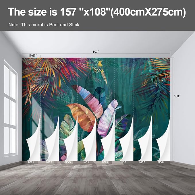 Tropical Plant Banana Leaf Large wall murals Peel and Stick self Adhesive Wallpaper for Bedroom Living Room - 108"x157" - Image 2