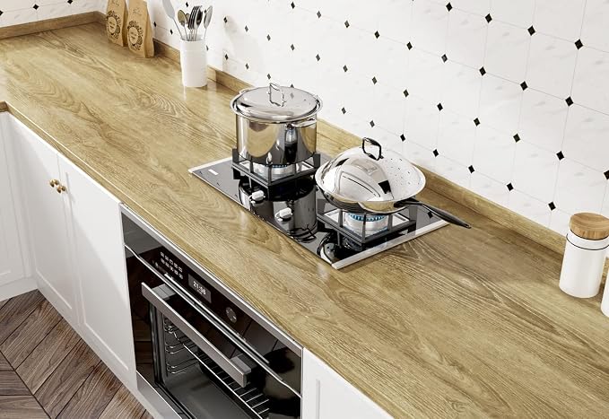 WESTICK Peel and Stick Countertops Kitchen Wood Contact Paper Waterproof Wood Wallpaper Vinyl Wrap Vintage Rustic Wooden Grain Contact Paper for Countertops Table Desk Kitchen Cabinets 12" x 394" - Image 2
