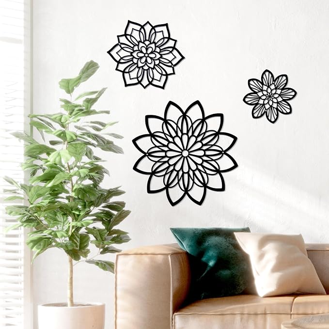 Zzbakress 3 Pcs Metal Flowers Wall Art Bathroom Wall Decor, Black Elegant | Farmhouse Flower Bathroom Decor Wall Decorations For Bathroom, Living Room, Office, Kitchen, Hallway And Outdoor - Image 9