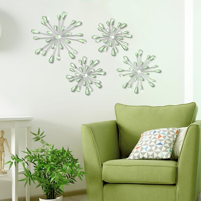 Hicarer 4 Pcs Starburst Wall Decor, Metal Wall Art, Green - Image 6