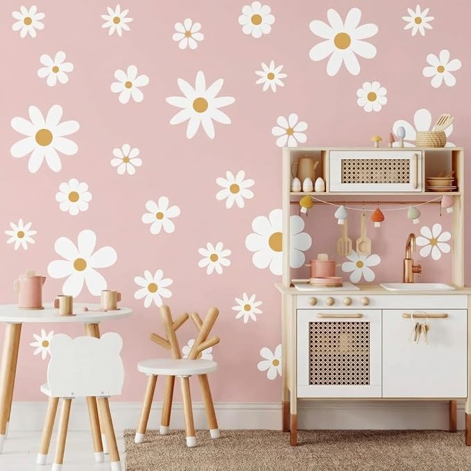 TaoBary 12 Sheet Daisy Wall Sticker Decal White Large Flower Wall Decals | Big Flower Wall Sticker, Floral Decal, Daisy Bedroom Room Decor, Removable Peel and Stick, Nursery Home Wall Decor - Image 6