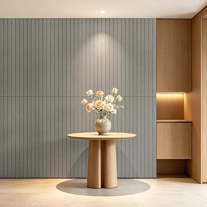 AMZDEPOT Peel and Stick Wood Panels for Wall, 6 Pack, Gray Washed Oak | Self-Adhesive Slat Wall Panels, PVC Thick, 3D Wood Grain Wallpaper, for Walls and Ceilings, 48"x15.75", Packed in Long Boxes - Image 7