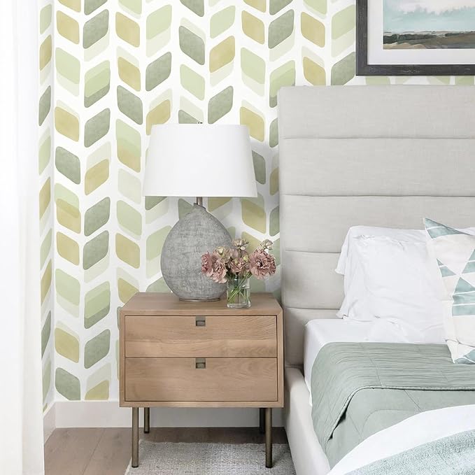 Boho Peel and Stick Wallpaper Checkered Contact Paper 17.3"x78.7" Neutral Geometric Wall Paper Modern Self Adhesive Removable Wallpaper for Bathroom Kitchen Cabinets Waterproof(Green/Yellow) - Image 6