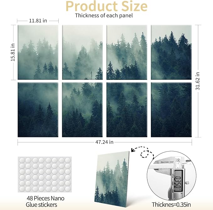 Art3d Acoustic Wall Panels, 48 x 32 in Set, 8-Pack Decorative Wall Art | UV-printed polyester, helps reduce echo, sound absorbing decor for living room, bedroom, office, studio and gaming room - Image 5