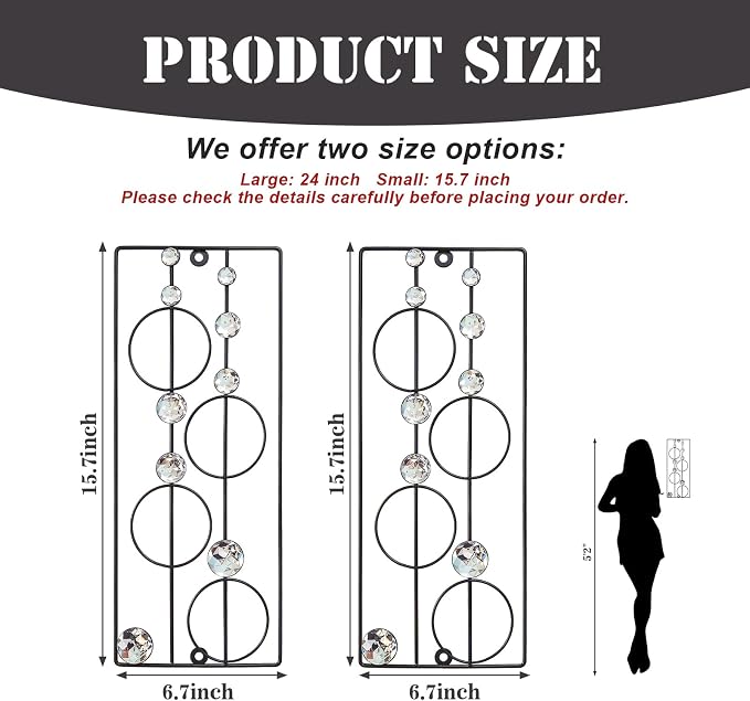 ZEXUIRU 2 Pcs Abstract Metal Art for Wall Decor Living Room Bedroom Bathroom Office Metal Bling Modern Geometric Hanging Vertical Small Iron Sculpture Plaque Pack -Black 15.7in - Image 2
