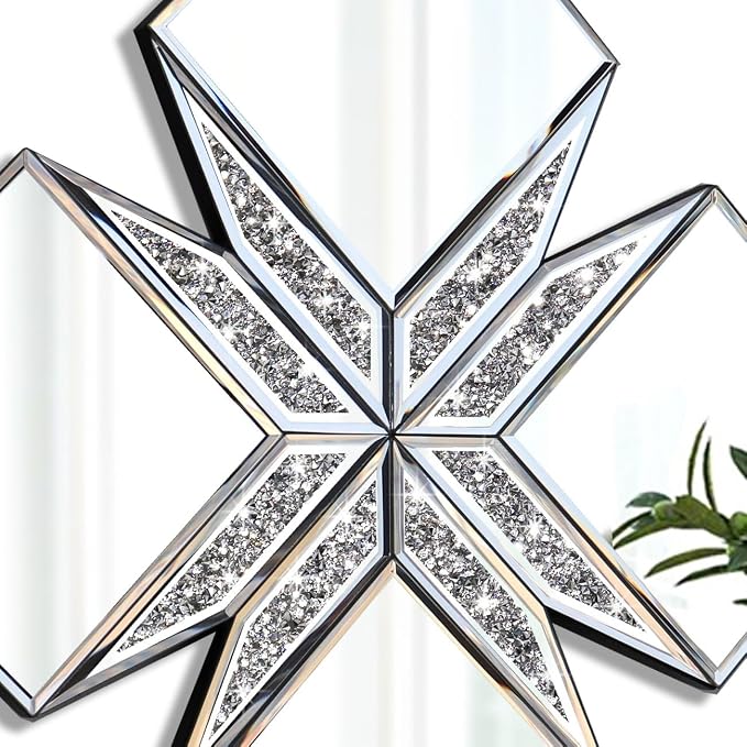 Crushed Diamond Decorative Mirror 22.25x22.25” Diamond Shape Glass Wall Mirror for Home Decoration, Exquisite Accent Wall Decor - Image 6